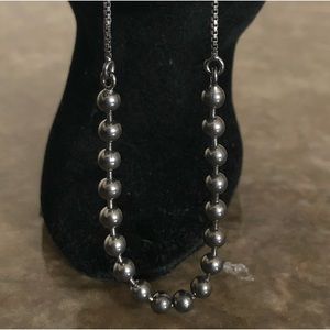 Cute Black Rhodium Over Sterling Silver Bracelet (Round Beads)